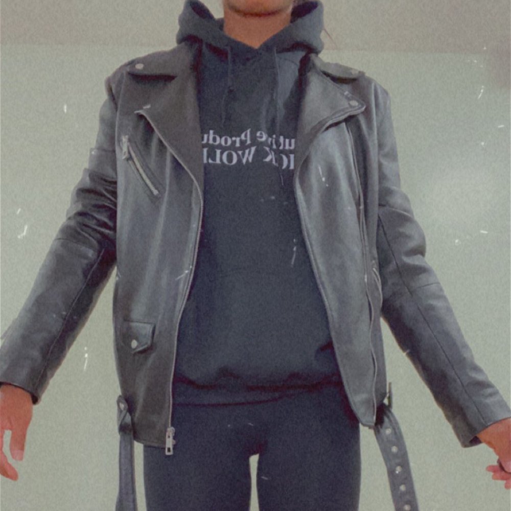 NWOT ASOS Design Oversized Genuine Leather Biker Jacket